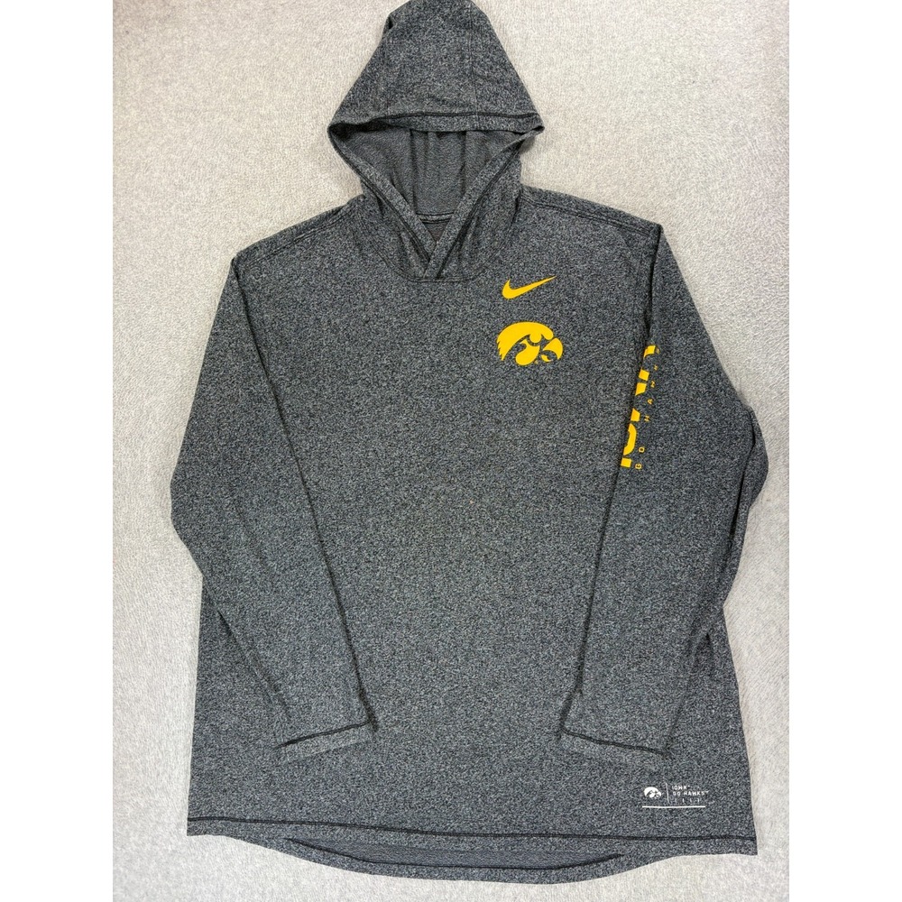 Iowa Hawkeyes Nike Team Screened Logo Football Hoodie Pullover (Men's 2XL) Gray